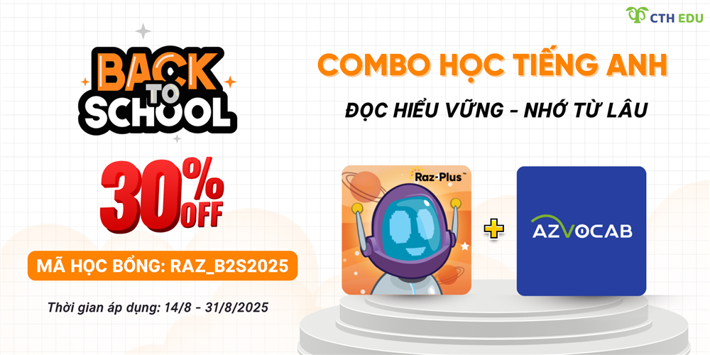 Tặng học bổng 30% khi mua combo Raz-Plus và azVocab 